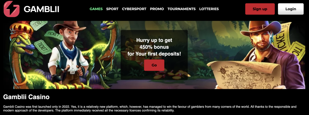 Image of Gamblii casino website