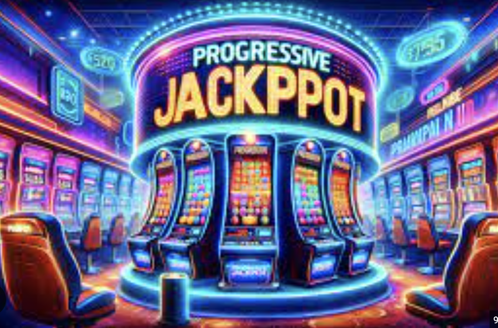 Win Big With Non-Gamstop Progressive Jackpot Slots.  Image of slot machines