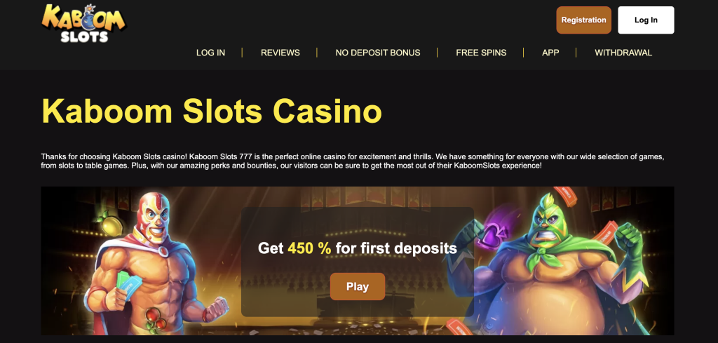 Image of Kaboom Slots Casino website