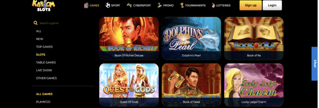 Image of Kaboom Slots Casino website